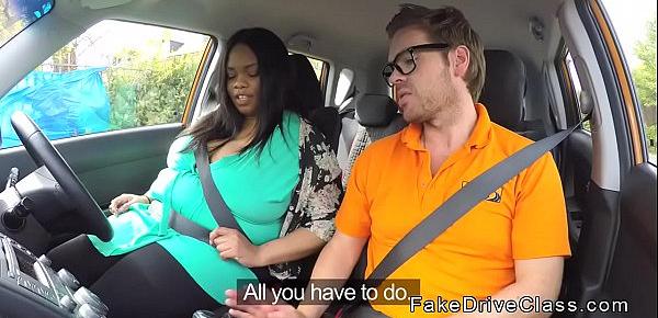  Fat ebony babe bangs her driving instructor